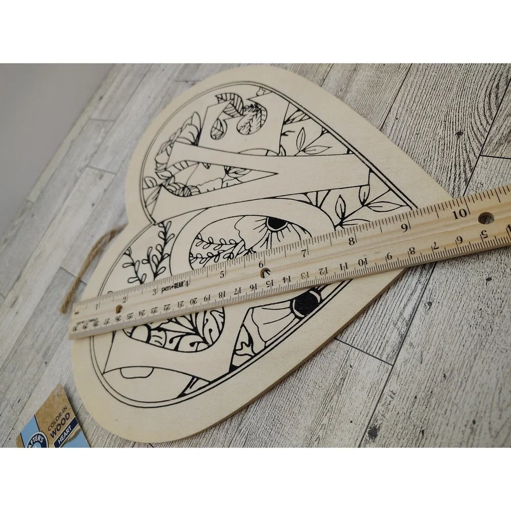 Unfinished Wood Heart LOVE Floral‎ Wall Decor Craft Plaque Crafters Closet NEW
